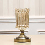 SOGA 25cm Transparent Glass Flower Vase with Metal Base Filler Vase - Cafe Supply