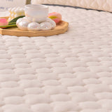 SOGA 2X Beige 183cm Wide Mattress Cover Thick Quilted Fleece Stretchable Clover Design Bed Spread Sheet Protector with Pillow Covers - Cafe Supply
