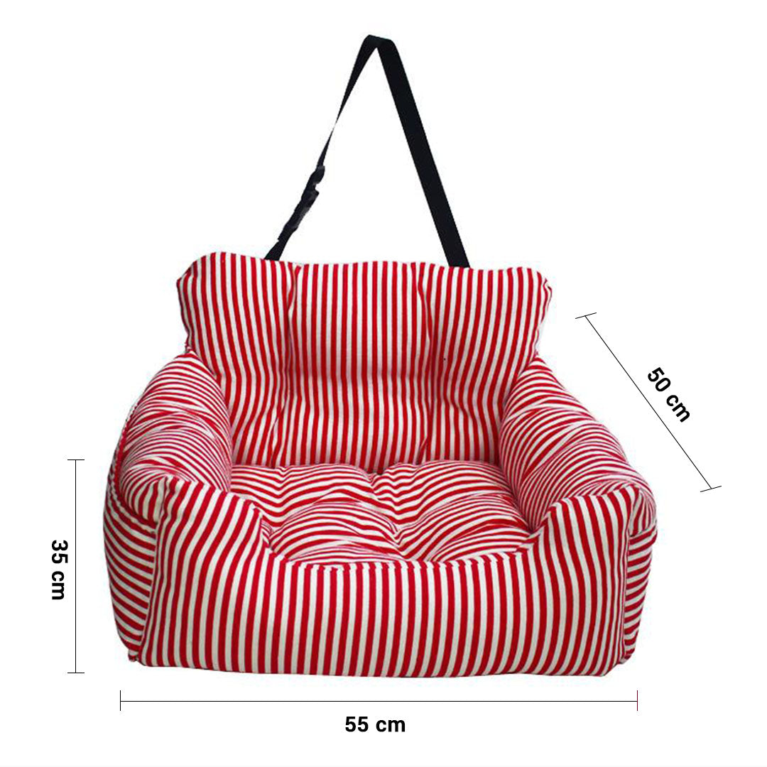 SOGA 2X Red Pet Car Seat Sofa Safety Soft Padded Portable Travel Carrier Bed - Cafe Supply