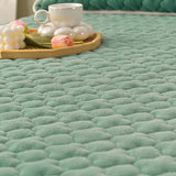 SOGA 2X Green 183cm Wide Mattress Cover Thick Quilted Fleece Stretchable Clover Design Bed Spread Sheet Protector with Pillow Covers - Cafe Supply