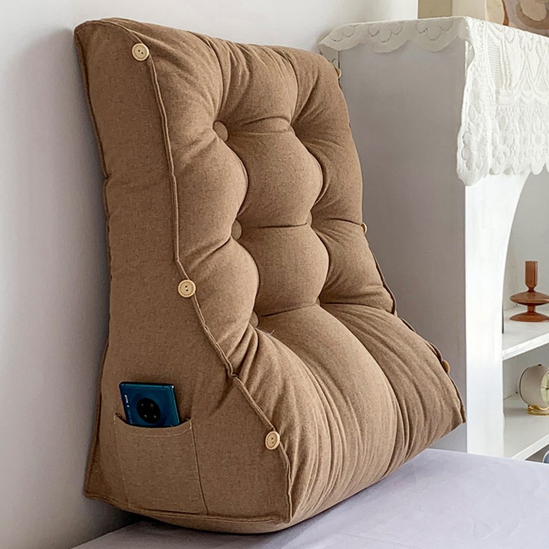 SOGA 2X 60cm Khaki Triangular Wedge Lumbar Pillow Headboard Backrest Sofa Bed Cushion Home Decor - Cafe Supply