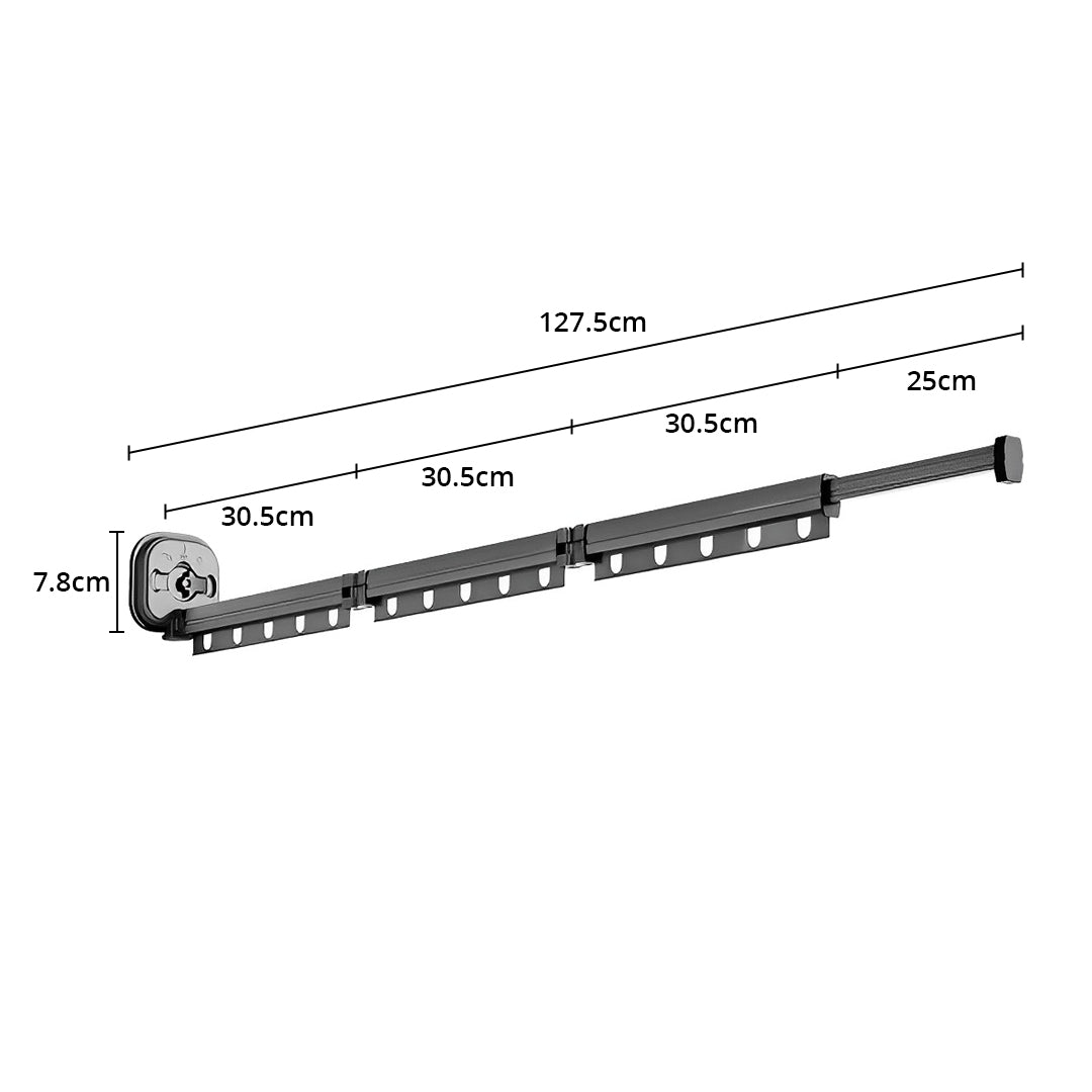 SOGA 2X 127.5cm Wall-Mounted Clothing Dry Rack Retractable Space-Saving Foldable Hanger - Cafe Supply