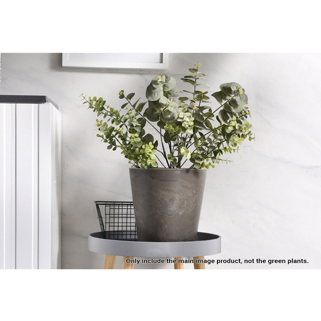 SOGA 2X 37cm Rock Grey Round Resin Tapered Plant Flower Pot in Cement Pattern Planter Cachepot for Indoor Home Office - Cafe Supply