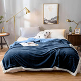 SOGA 2X Throw Blanket Warm Cozy Double Sided Thick Flannel Coverlet Fleece Bed Sofa Comforter Dark Blue - Cafe Supply