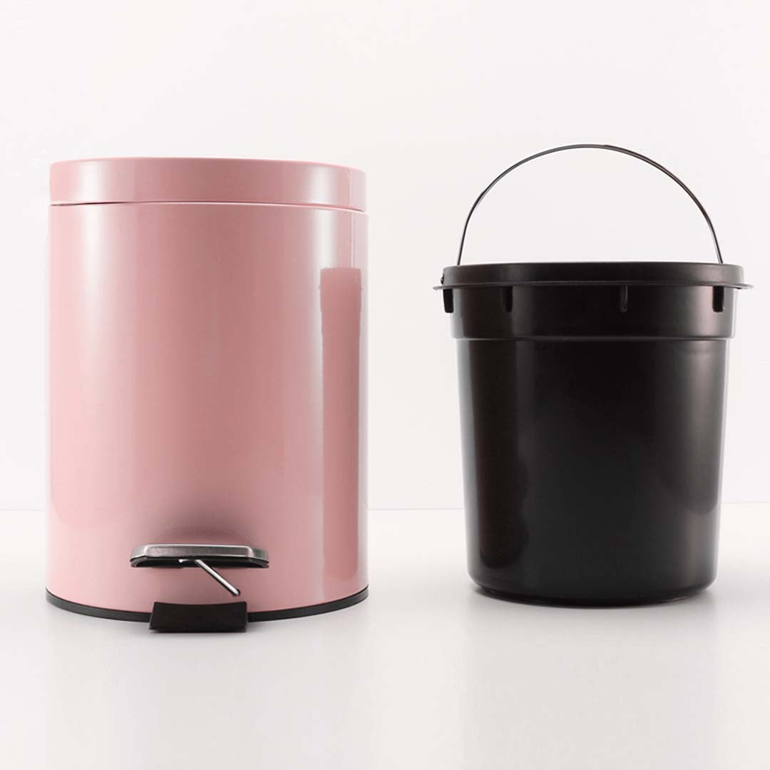 SOGA Foot Pedal Stainless Steel Rubbish Recycling Garbage Waste Trash Bin Round 12L Pink - Cafe Supply