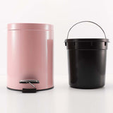 SOGA Foot Pedal Stainless Steel Rubbish Recycling Garbage Waste Trash Bin Round 12L Pink - Cafe Supply