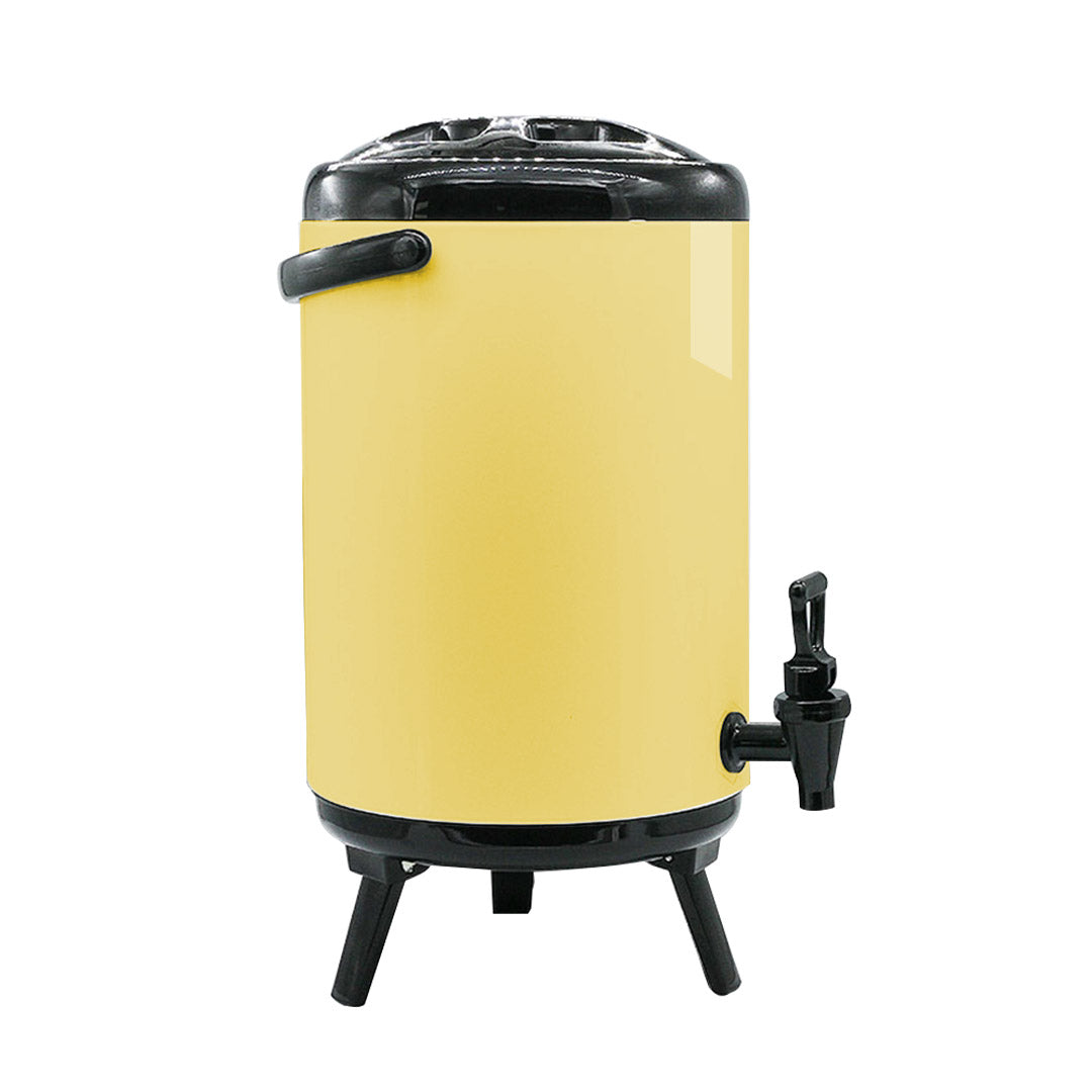 SOGA 4X 8L Stainless Steel Insulated Milk Tea Barrel Hot and Cold Beverage Dispenser Container with Faucet Yellow - Cafe Supply