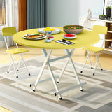 SOGA Yellow Dining Table Portable Round Surface Space Saving Folding Desk Home Decor - Cafe Supply