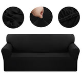 SOGA 2-Seater Black Sofa Cover Couch Protector High Stretch Lounge Slipcover Home Decor - Cafe Supply