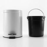 SOGA 4X Foot Pedal Stainless Steel Rubbish Recycling Garbage Waste Trash Bin Round 7L White - Cafe Supply