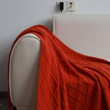 SOGA Red Diamond Pattern Knitted Throw Blanket Warm Cozy Woven Cover Couch Bed Sofa Home Decor with Tassels - Cafe Supply
