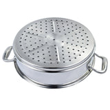 SOGA 2X 3 Tier 26cm Heavy Duty Stainless Steel Food Steamer Vegetable Pot Stackable Pan Insert with Glass Lid - Cafe Supply