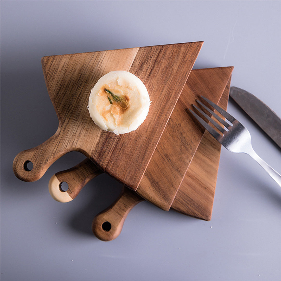 SOGA 2X  6 pcs Brown Round Divisible Wood Pizza Server Food Plate Board Pizza Paddle Cutting Board Home Decor - Cafe Supply