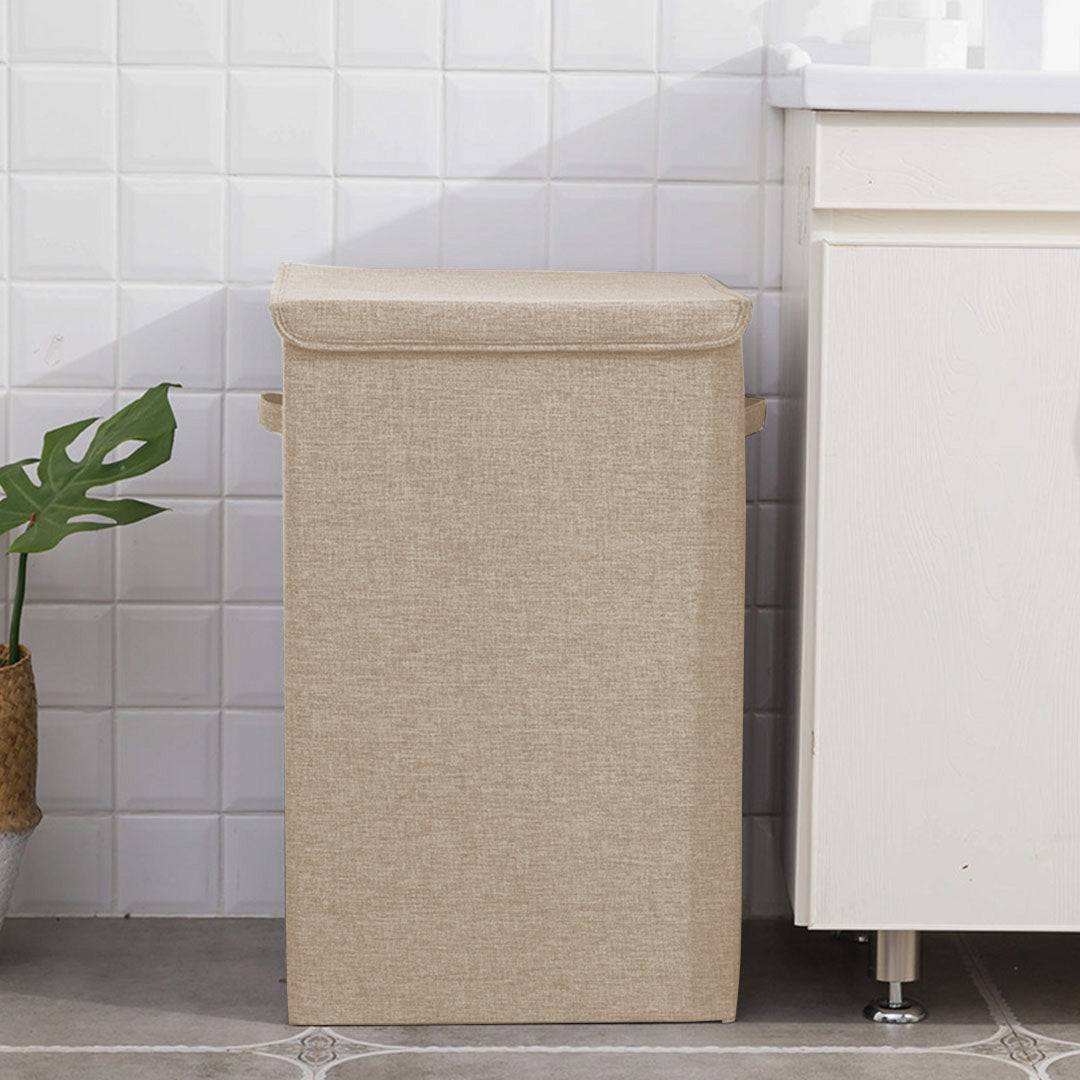 SOGA 2X Beige Large Collapsible Laundry Hamper Storage Box Foldable Canvas Basket Home Organiser Decor - Cafe Supply