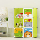 SOGA 6 Cubes Animal Design Portable Wardrobe Divide-Grid Modular Storage Organiser Foldable Closet - Cafe Supply