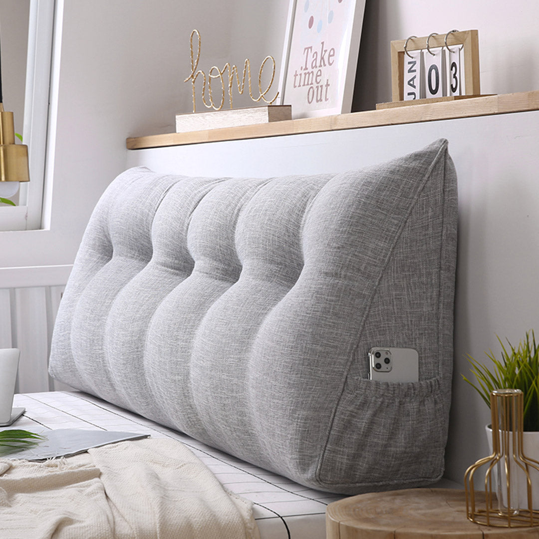 SOGA 2X 180cm Silver Triangular Wedge Bed Pillow Headboard Backrest Bedside Tatami Cushion Home Decor - Cafe Supply