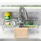 SOGA 2X Silver Kitchen Sink Organiser Faucet Soap Sponge Caddy Rack Drainer with Towel Bar Holder - Cafe Supply