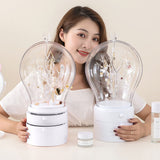 SOGA 2X White 360 Degree Rotating LED Light 2 Layered Jewelry Storage Box Waterproof Dustproof Accessories Organiser - Cafe Supply