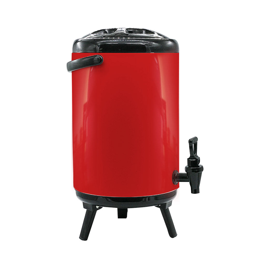 SOGA 2X 14L Stainless Steel Insulated Milk Tea Barrel Hot and Cold Beverage Dispenser Container with Faucet Red - Cafe Supply