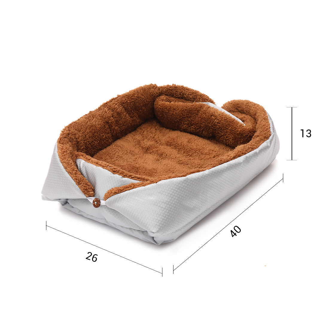 SOGA 2X Silver Dual-purpose Cushion Nest Cat Dog Bed Warm Plush Kennel Mat Pet Home Travel Essentials - Cafe Supply