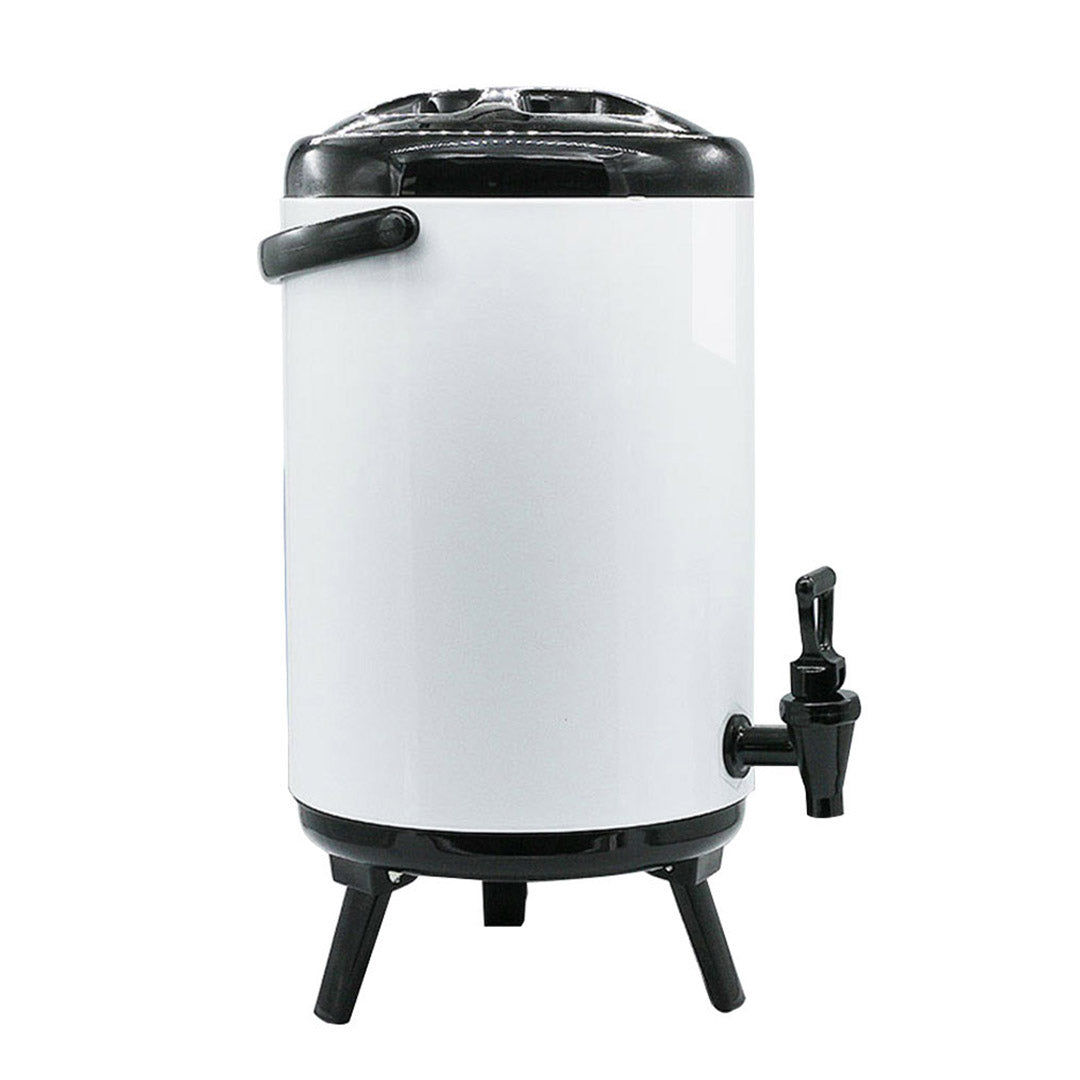 SOGA 2X 18L Stainless Steel Insulated Milk Tea Barrel Hot and Cold Beverage Dispenser Container with Faucet White - Cafe Supply