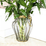 SOGA Clear European Glass Home Decor Flower Vase with Two Metal Handle - Cafe Supply