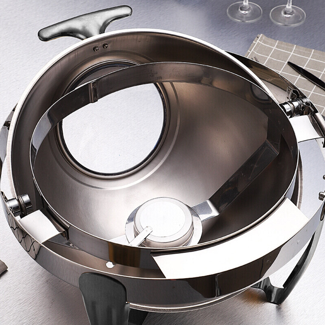 SOGA 6.5L Stainless Steel Round Soup Tureen Bowl Station Roll Top Buffet Chafing Dish Catering Chafer Food Warmer Server - Cafe Supply