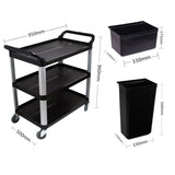 SOGA 2X 3 Tier Food Trolley Food Waste Cart w/ 2 Bin Food Utility Kitchen Large - Cafe Supply