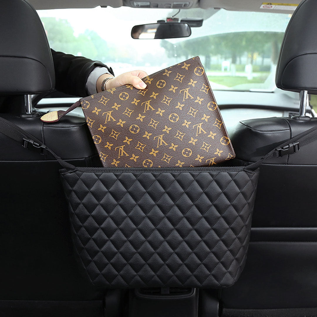 SOGA Black Leather Car Storage Portable Hanging Organizer Backseat Multi-Purpose Interior Accessories Bag - Cafe Supply