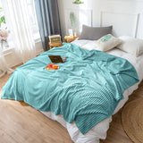 SOGA Sky Blue Throw Blanket Warm Cozy Striped Pattern Thin Flannel Coverlet Fleece Bed Sofa Comforter - Cafe Supply