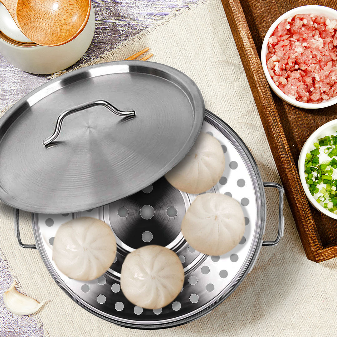 SOGA 33L Stainless Steel Stock Pot with One Steamer Rack Insert Stockpot Tray - Cafe Supply
