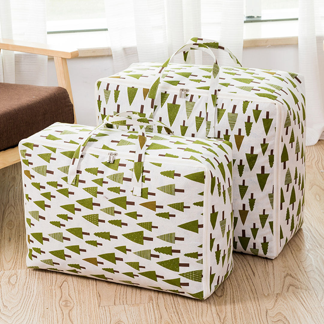 SOGA 2X Green Pine Tree  Medium Storage Luggage Bag Double Zipper Foldable Travel Organiser Essentials - Cafe Supply
