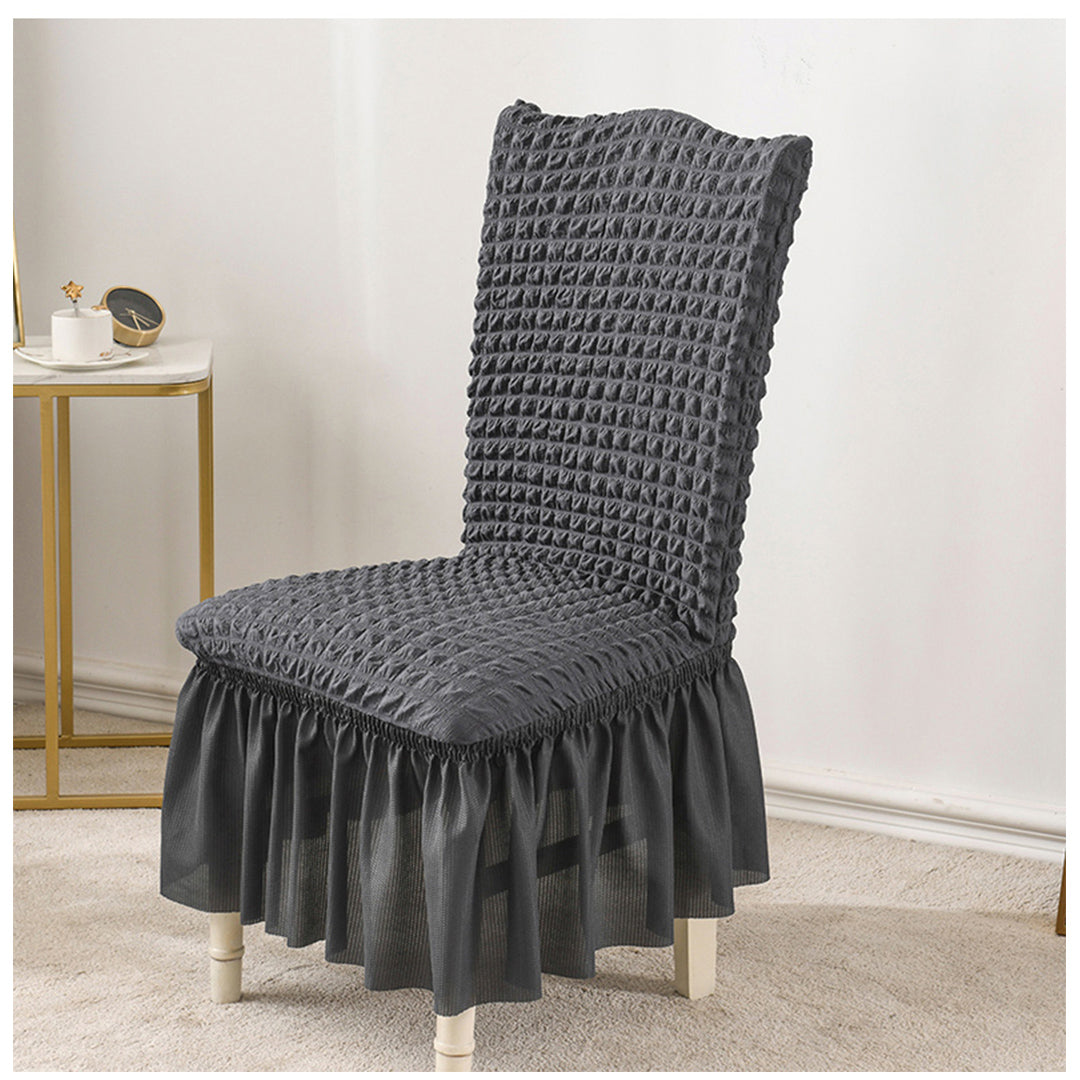 SOGA 2X Dark Grey Chair Cover Seat Protector with Ruffle Skirt Stretch Slipcover Wedding Party Home Decor - Cafe Supply