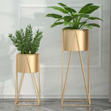 SOGA 2X 70cm Gold Metal Plant Stand with Gold Flower Pot Holder Corner Shelving Rack Indoor Display - Cafe Supply