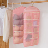 SOGA 2X Pink Double Sided Hanging Storage Bag Underwear Bra Socks Mesh Pocket Hanger Home Organiser - Cafe Supply