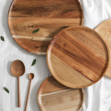 SOGA 20cm Brown Round Wooden Centerpiece Serving Tray Board Home Decor - Cafe Supply