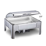 SOGA 4X 9L Rectangular Stainless Steel Soup Warmer Roll Top Chafer Chafing Dish Set with Glass Visual Window Lid - Cafe Supply