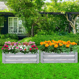 SOGA 2X 120cm Rectangle Galvanised Raised Garden Bed Vegetable Herb Flower Outdoor Planter Box - Cafe Supply