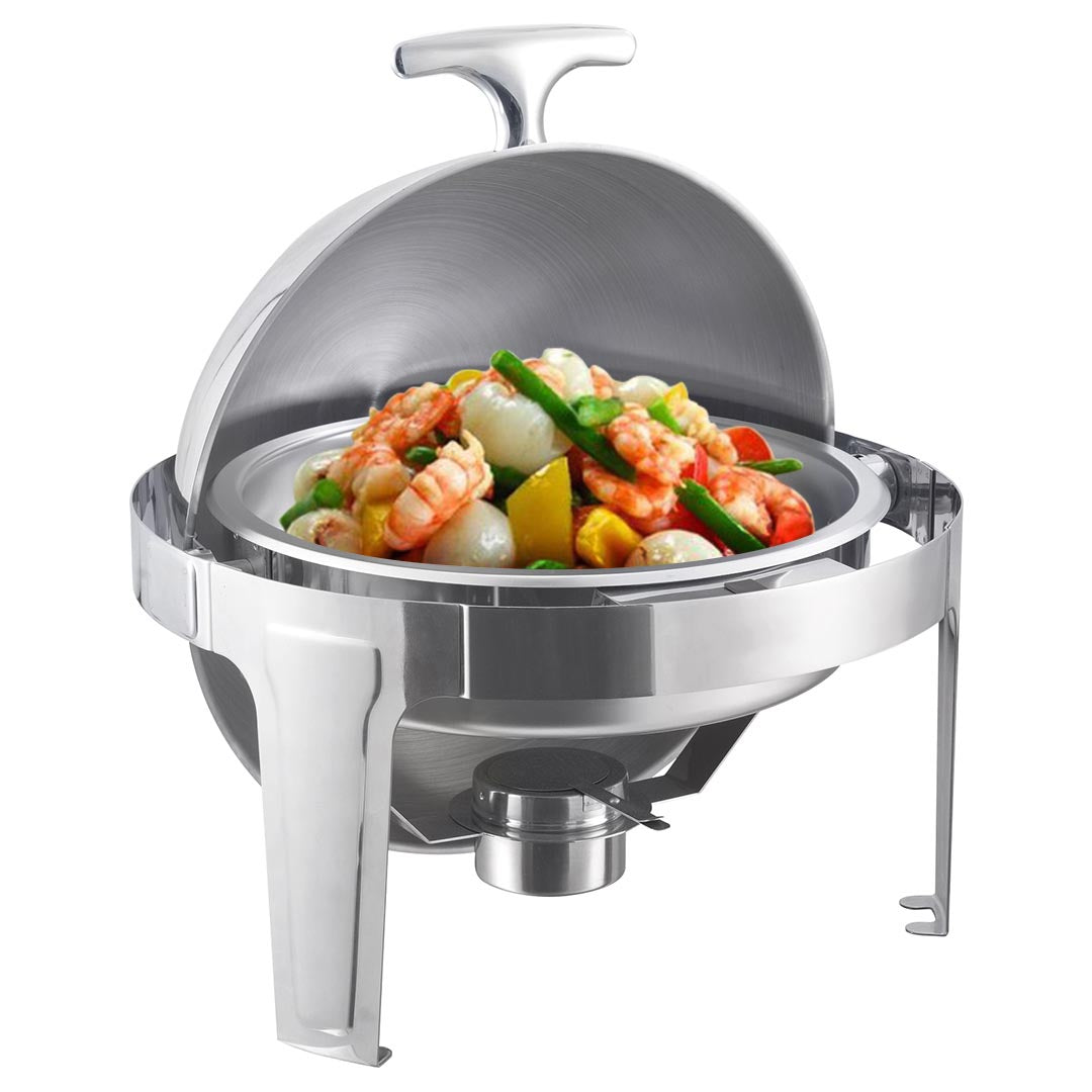 SOGA 6L Stainless Steel Chafing Food Warmer Catering Dish Round Roll Top - Cafe Supply