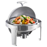 SOGA 6L Stainless Steel Chafing Food Warmer Catering Dish Round Roll Top - Cafe Supply