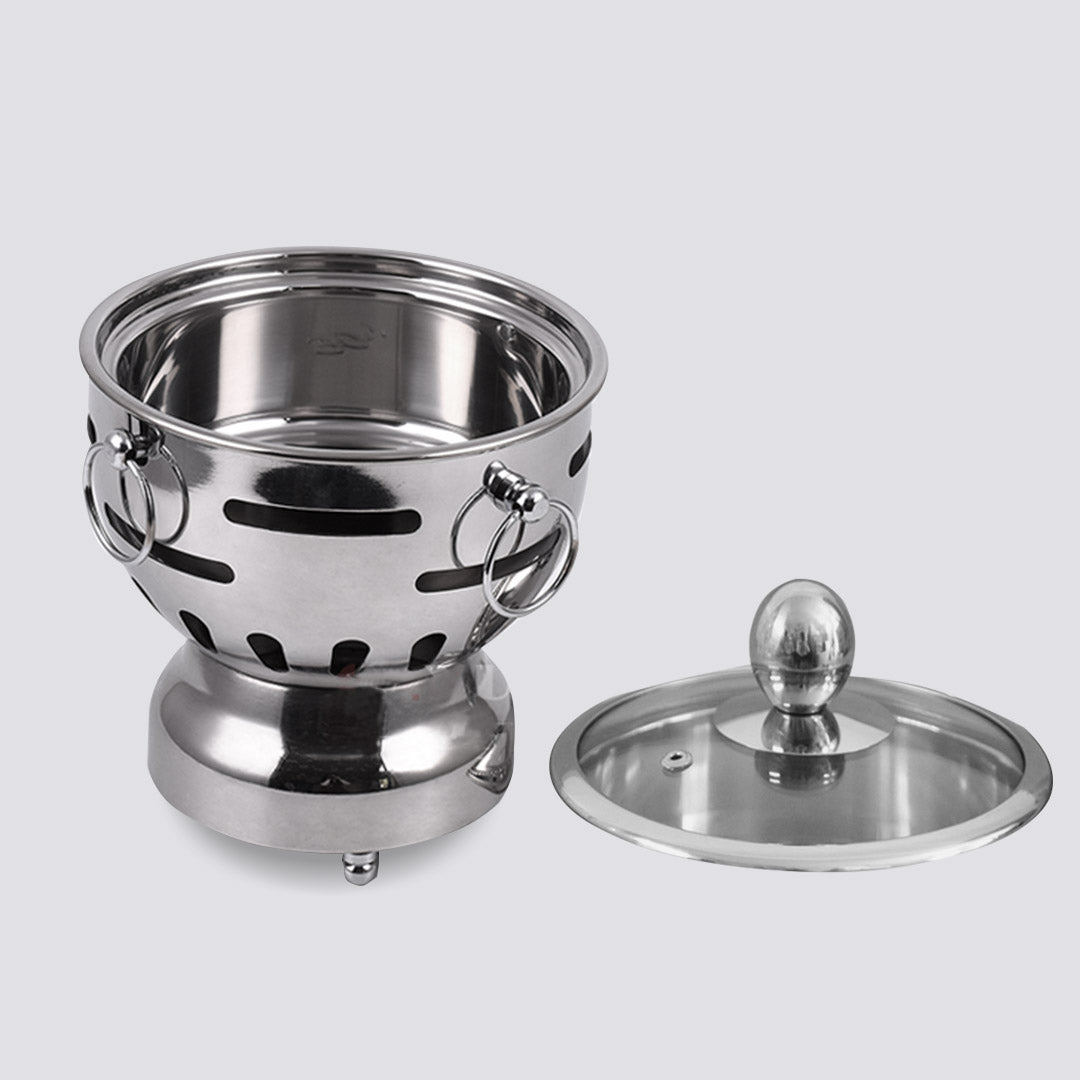 SOGA 2X Stainless Steel Mini Asian Buffet Hot Pot Single Person Shabu Alcohol Stove Burner with Glass Lid - Cafe Supply