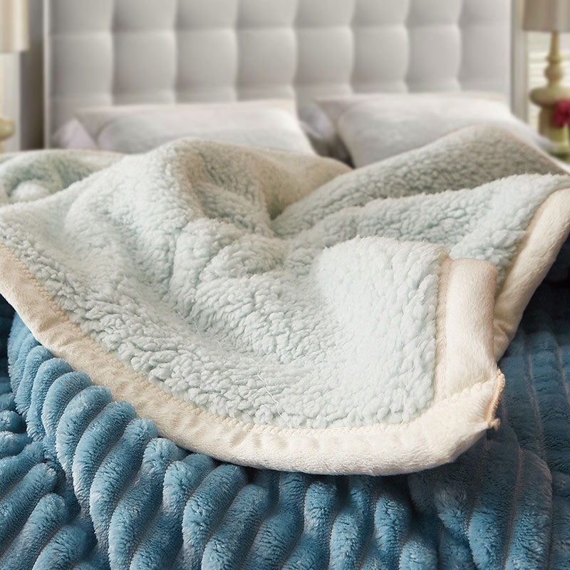 SOGA Blue Throw Blanket Warm Cozy Double Sided Thick Flannel Coverlet Fleece Bed Sofa Comforter - Cafe Supply
