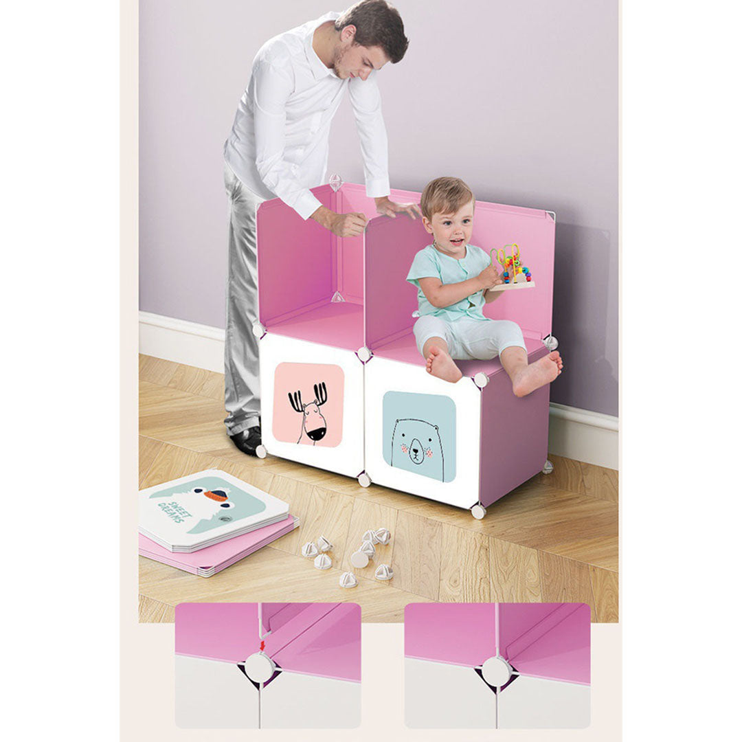SOGA 6 Cubes  Princess Design Portable Wardrobe Divide-Grid Modular Storage Organiser Foldable Closet - Cafe Supply