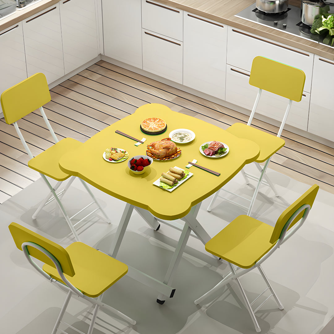 SOGA Yellow Minimalist Cat Ear Folding Table Indoor Outdoor Portable Stall Desk Home Decor - Cafe Supply