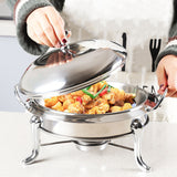 SOGA 4X Stainless Steel Gold Accents Round Buffet Chafing Dish Cater Food Warmer Chafer with Glass Top Lid - Cafe Supply