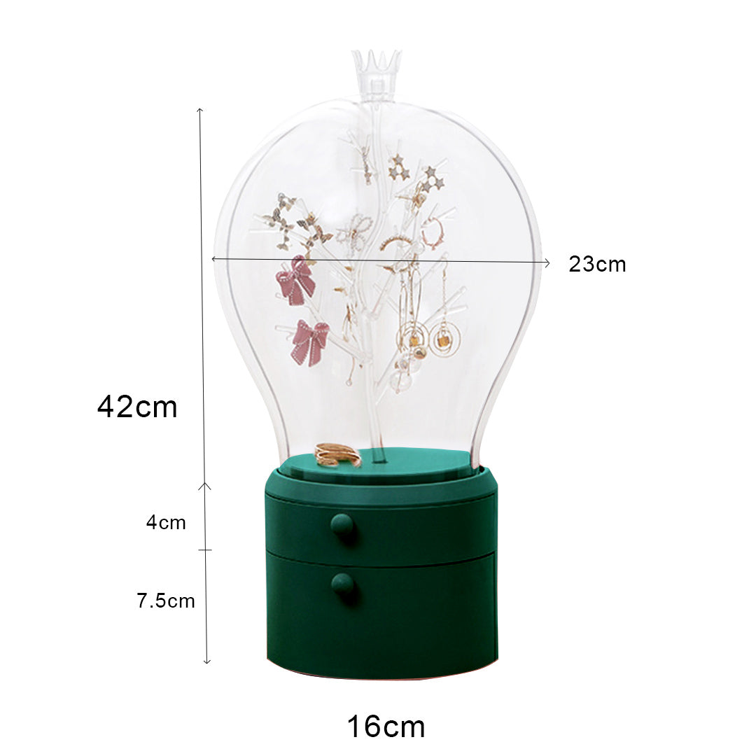 SOGA Green 360 Degree Rotating LED Light 2 Layered Jewelry Storage Box Waterproof Dustproof Accessories Organiser - Cafe Supply