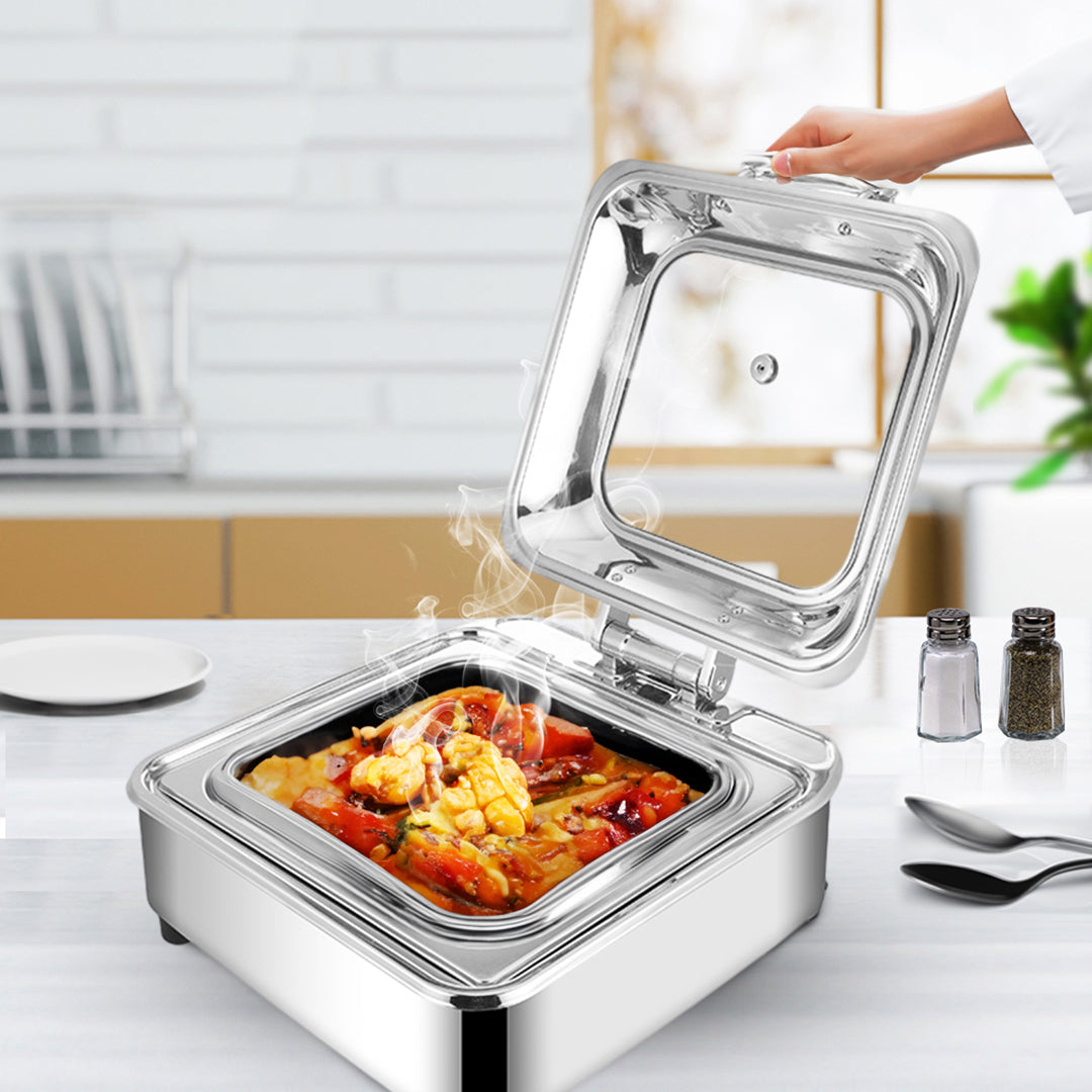 SOGA Stainless Steel Square Chafing Dish Tray Buffet Cater Food Warmer Chafer with Top Lid - Cafe Supply