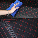 SOGA 2X Leather Car Boot Collapsible Foldable Trunk Cargo Organizer Portable Storage Box Black/Red Stitch Small - Cafe Supply