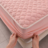 SOGA 2X Pink 183cm Wide Mattress Cover Thick Quilted Fleece Stretchable Clover Design Bed Spread Sheet Protector with Pillow Covers - Cafe Supply