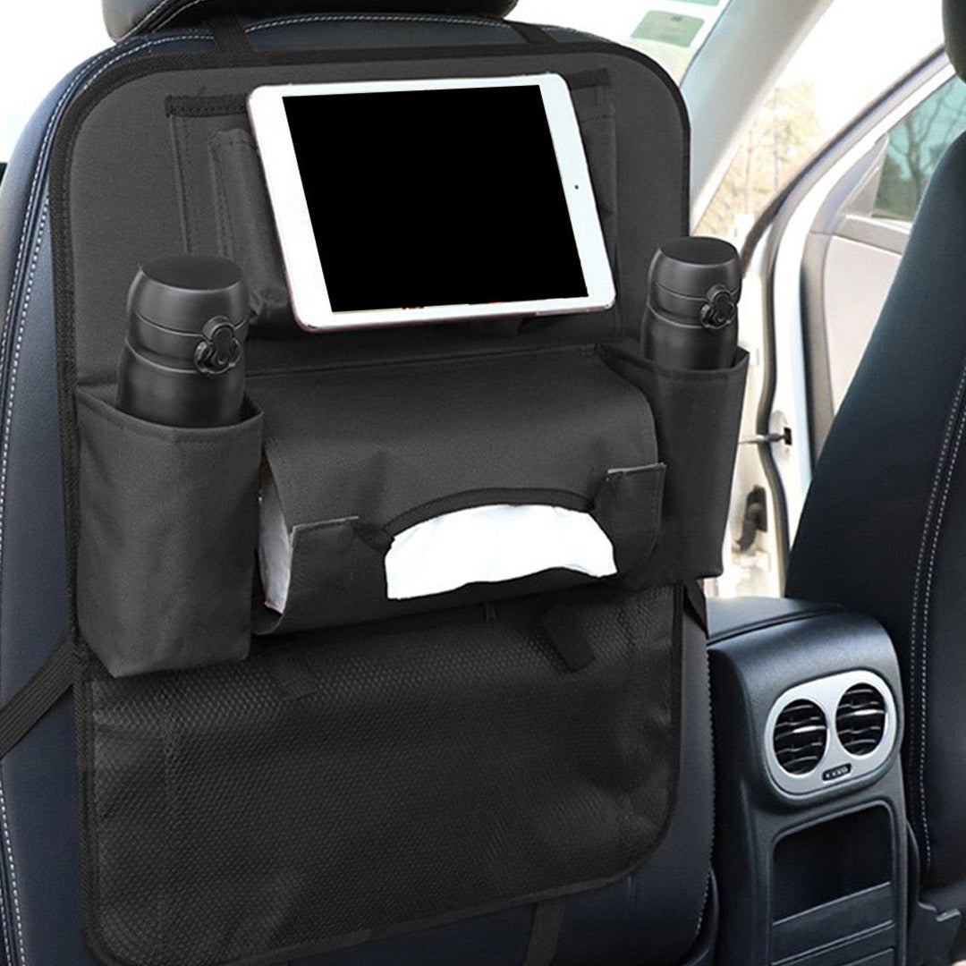 SOGA 2X  PVC Leather Car Back Seat Storage Bag Multi-Pocket Organizer Backseat and iPad Mini Holder Black - Cafe Supply